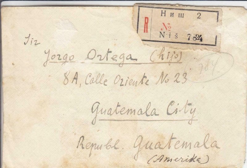 1923, Serbia to Guatemala City, Guatemala, Registered, Morning Cover (24267)