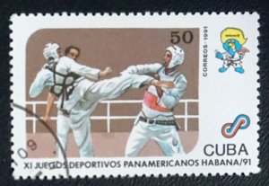 CUBA Sc# 3320 PAN AM GAMES American HAVANA Karate 1991 used / cancelled