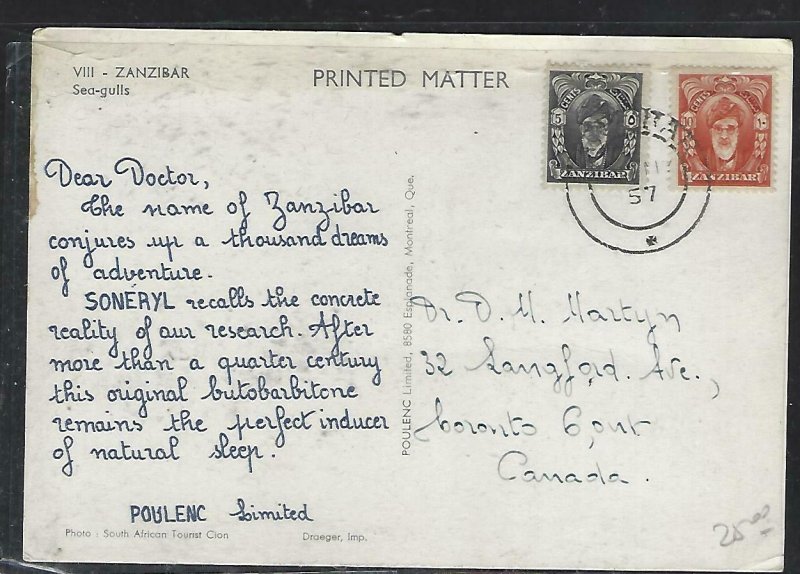 ZANZIBAR  (PP2608B)  1957   5C+10CPPC   PICTURE IRRELEVANT TO  CANADA