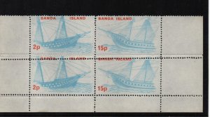 GB LOCAL  SANDA SCOTLAND 1974 (Local) SHIPS 2p, 15p block of 4 misplaced perfs