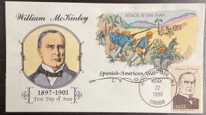 2218f Collins Hand Painted cachet William McKinley,  Ameripex  ‘86 FDC