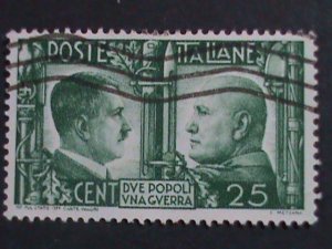 ​ITALY 1941 SC#415   81 YEARS OLD-HITLER & MUSSOLINI USED STAMP--VERY FINE