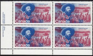 GABRIEL DUMONT (1837-1906) * Canada HISTORY 1985 #1049 MNH LL BLOCK OF 4