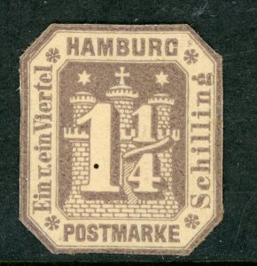 Germany States 1866 Hamburg 1¼s Violet Scott #24 Mint G463