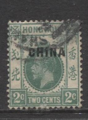 Hong Kong - Scott 2 - KGV- China Overprint-1917- Used- Single 2c Stamp