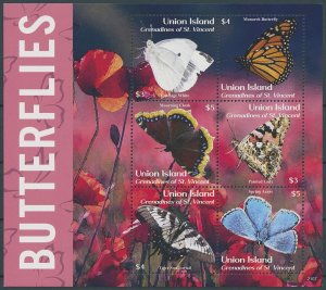 Union Island Gren St Vincent 2021 MNH Butterflies Stamps Monarch Butterfly 6v MS