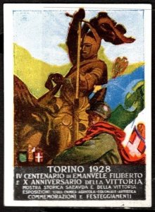 1928 Italy Poster Stamp Turin International Exposition Celebration