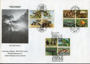 UN 1994 ENDANGERED SPECIES NY GENEVA VIENNA SETS TRIPLE CANCEL FIRST DAY COVER