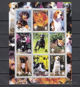 Kosovo, 2000 Russian Local. Europa-Various Cats & Dogs sheet of 9.