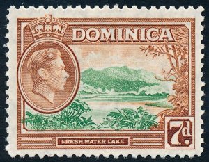 Dominica 1947 7d Green & Yellow-Brown, Fresh Water Lake SG105a MLH