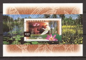 1997 Australia - Sc1535a - MNH VF - Souvenir Sheet - Kakadu Wetlands, egret