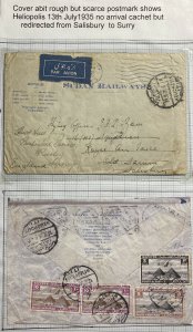 1935 Heliopolis Egypt Airmail Cover To Royal AirForce Salisbury England