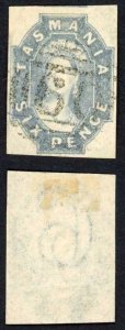 Tasmania SG44/48 6d wmk double line 6 Four Margins Cat 75 pounds