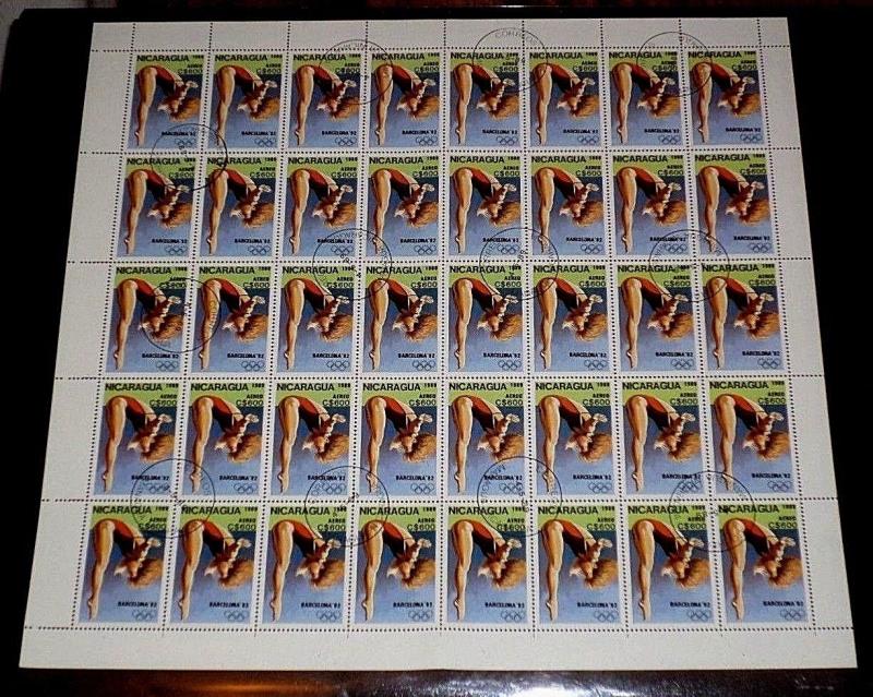 NICARAGUA,1989, OLYMPICS, C$600, SHEET/40, SCARCE!, CTO,#3 NICE! LQQK!