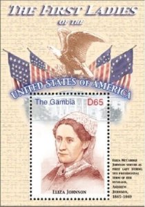 GAMBIA FIRST LADIES OF THE UNITED STATES - ELIZA JOHNSON S/S MNH