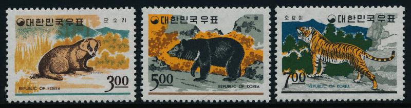 Korea 502-4 MNH Animals, Badger, Black Bear, Tiger