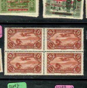 LEBANON AIR MAIL  (P2309B)  15P      A/M  SG 187  BL OF 4      MNH 