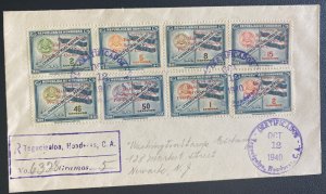 1940 Tegucigalpa Honduras First Day Airmail Cover To Newark NJ Usa