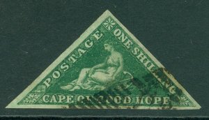 SG 8b Cape of good hope 1855-63. 1/- deep green. A very fine used example with..