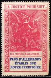 1914 WW One France Delandre Poster Stamp Justice Continues.. Evil Peoples...