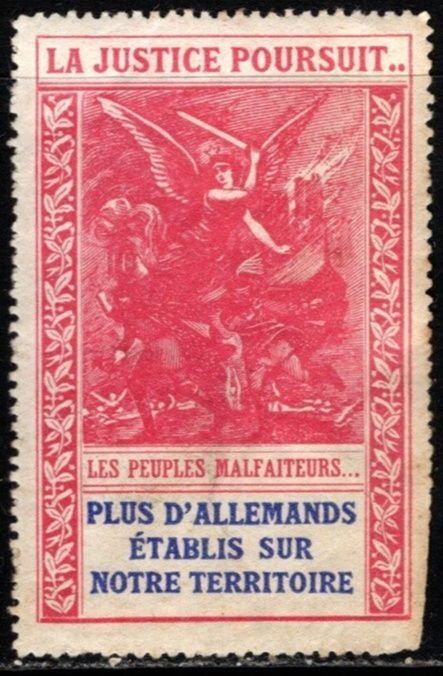 1914 WW One France Delandre Poster Stamp Justice Continues.. Evil Peoples...