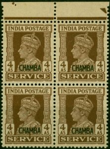 Chamba 1940 4a Brown SG081 Fine MNH Block of 4