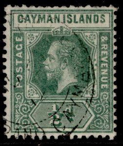 CAYMAN ISLANDS GV SG41, ½d green, USED.