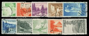 Scott 740-749 1934 1c-10c National Parks Used Cat $6.80