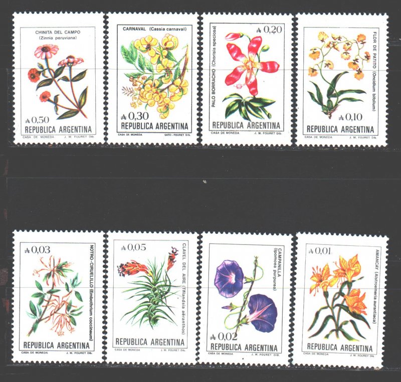 Argentina. 1985. 1749-56 from the series. Flowers, flora. MNH. 