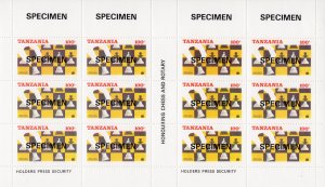 TANZANIA 1986 WORLD CHESS-ROTARY 2 MINI-SHEETLETS PERFORATED SPECIMEN MNH