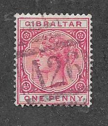 Gibraltar #11 1p carmine  Queen Victoria (U) CV$0.55