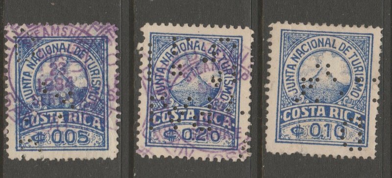 Costa Rica Fiscal Revenue Stamp 9-21-20 used two scans punched cancel scarce