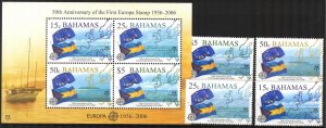 Bahamas 2005 50 Years of Europa CEPT stamps set of 4 + S/S MNH