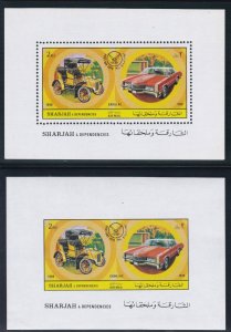 Sharjah # MIBlock81A-B, American Cars, Souvenir Sheets, Mint NH