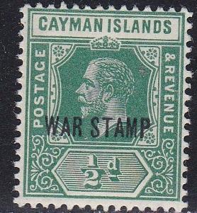 Cayman Islands # MR5, War Tax Stamp, NH