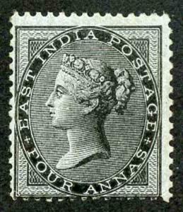 India SG35 1855 4a Black on Blue Glazed Paper Fine M/Mint Very Fresh Stamp
