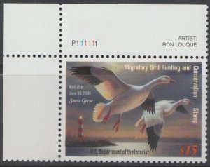 U.S. Scott #RW70 Duck Stamp - Mint NH Plate Number Single