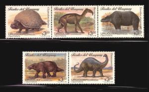 prehistoric fauna fossils dinosaur Titanosaur Glyptodon Toxodon URUGUAY #1613