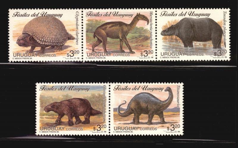 prehistoric fauna fossils dinosaur Titanosaur Glyptodon Toxodon URUGUAY #1613