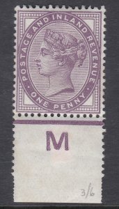 1d Lilac control M Perf single MOUNTED MINT