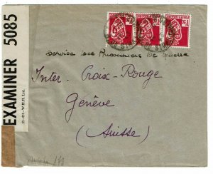 Algeria 1943 Algiers cancel on cover to Switzerland, censored twice