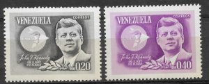 VENEZUELA 1965 JOHN F. KENNEDY ANNIVERSARY OF DEATH  SC 884/5 MI 1619/20 MNH