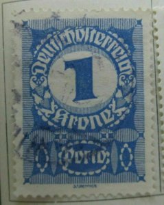 German Austria Postage Due 1920-21 1k Fine Used A16P31F330-