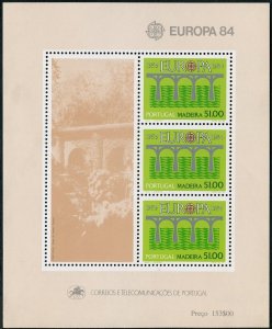 Portugal Madeira 94a sheet, MNH. Michel Bl.5. EUROPE CEPT-1984, Bridge.