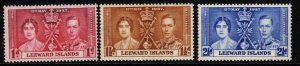 LEEWARD ISLANDS SG92/4 1937 CORONATION MNH