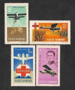 SE)1968 ROMANIA, FROM THE AIRPLANES SERIES, AVIASAN RESCUE SERVICE, 4 MINT STA