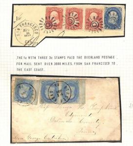 USA POSTAL HISTORY Album Page 1862+ Cover & Piece 1c Franklin San Francisco GH70