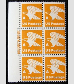 U.S.#1735 Domestic Mail A Rate 15c Mail Early Block of 6, MNH.