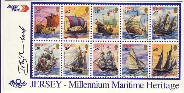 Jersey Maritime Heritage Leaflet signed by the designer Tony Theobald