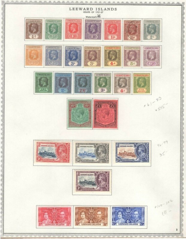 Leeward Islands 1921-37 Approx. CV. $581 Beautiful! GP  (JH 9/15)  